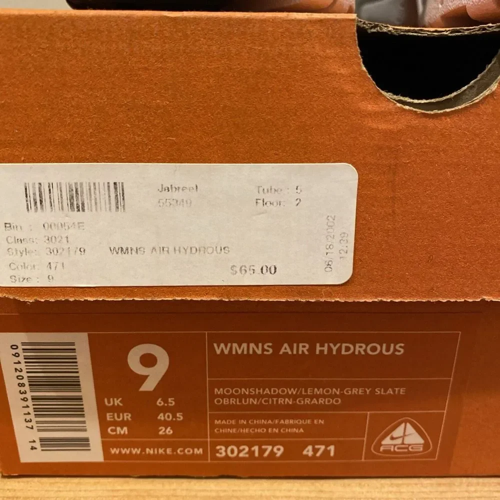 Nike Air Hydrous Vintage 2002 302179 Women's 9 / 40.5 New‎ With Box Blue